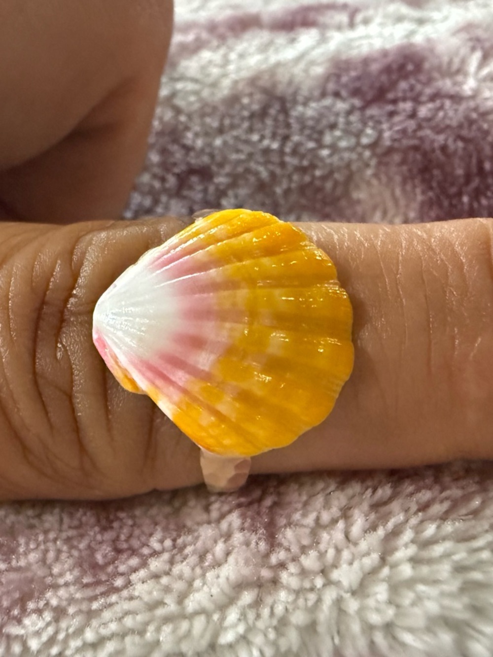Sunrise shell Ring - Yellow, Pink & White Shell Accent